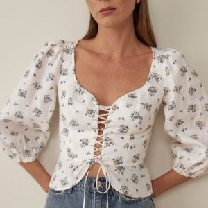 Reformation Floral Linen Top NEVER WORN
